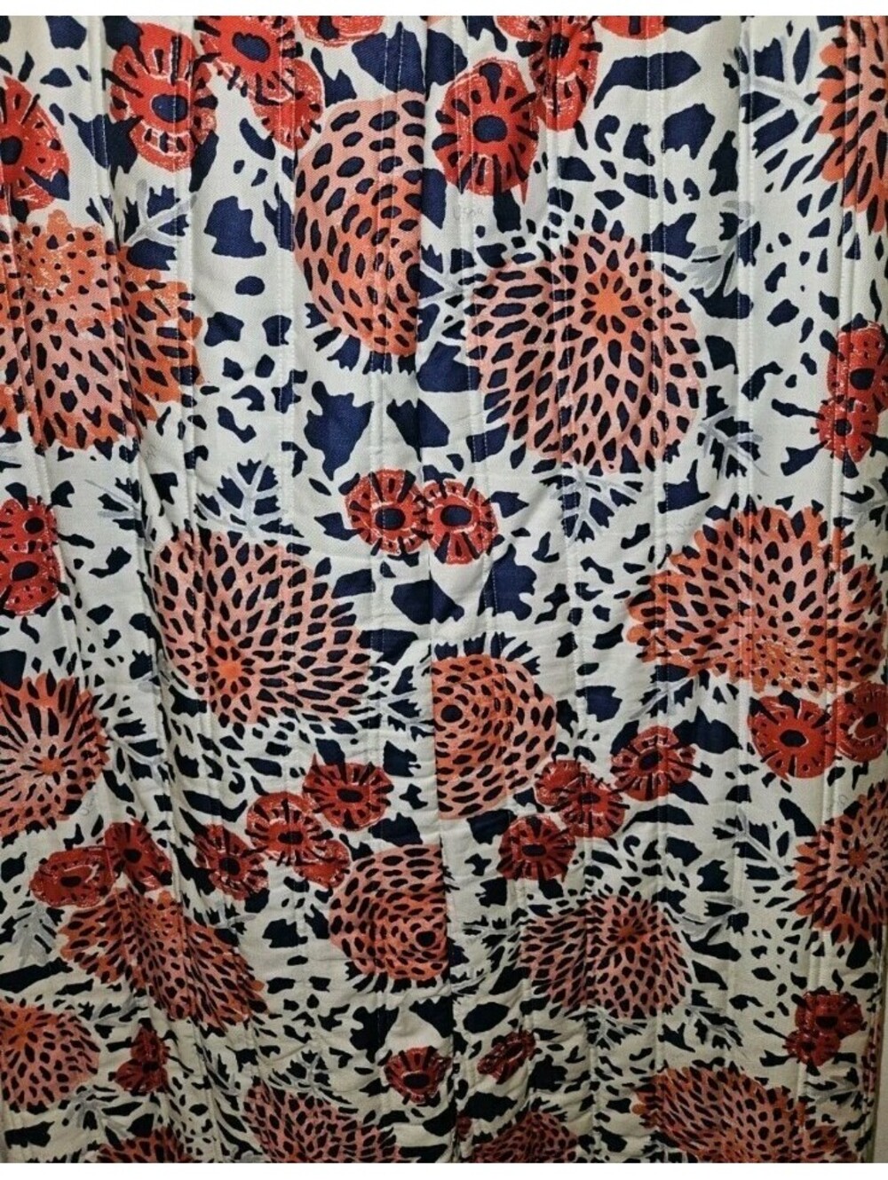 Vera Neumann Sz 12 Vintage Maxi Skirt Quilt Floral White Blue Red Toggle Button - Picture 10 of 11